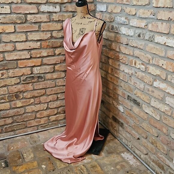 NWT Social Bridesmaids Desert Rose Charmeuse Cowl maxi gown sz XL - Picture 6 of 12